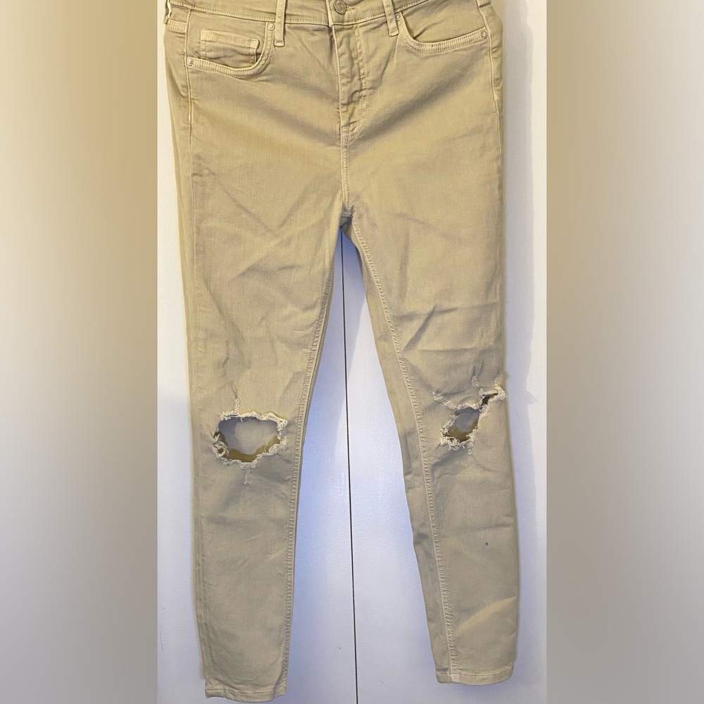 Free People Tan Distressed Women Jeans